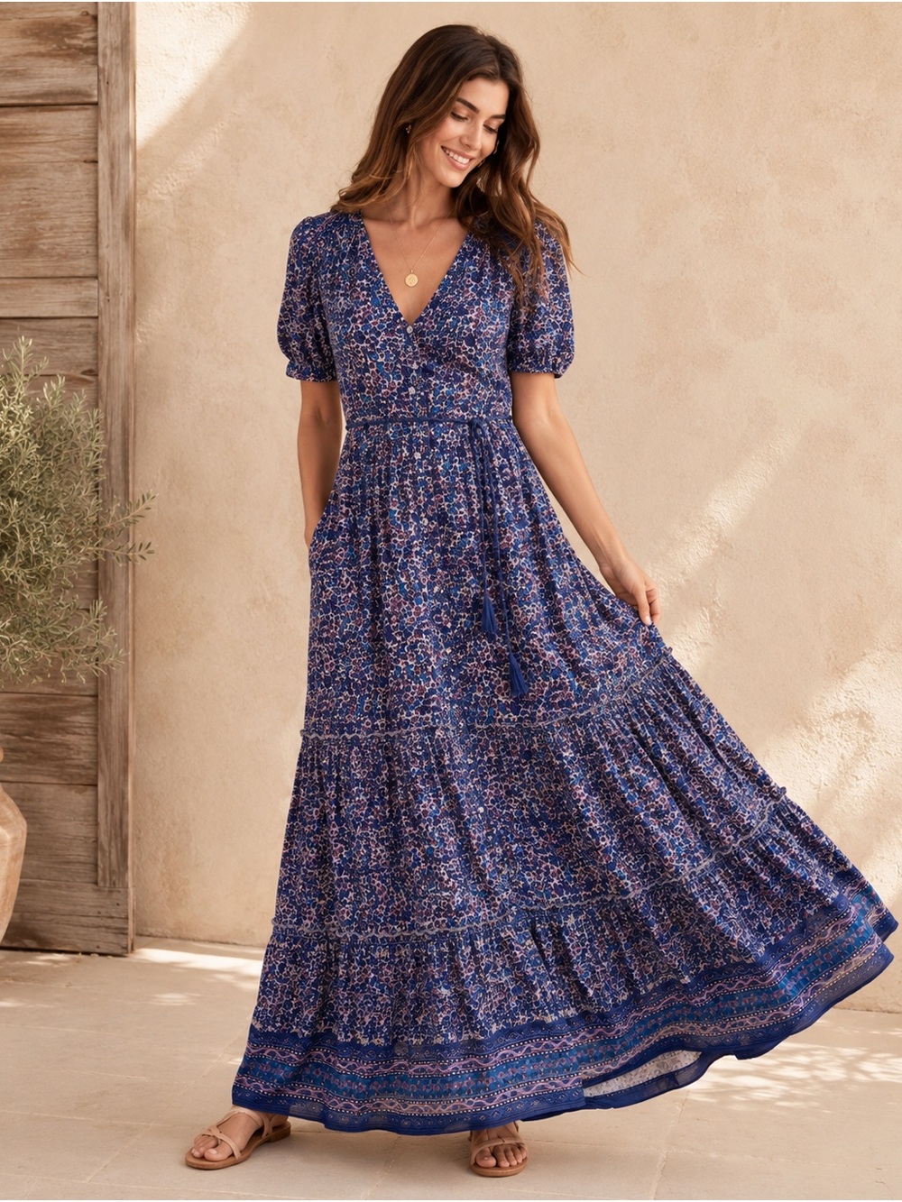 NWT Faherty Orinda Maxi Dress Large L Monserrat  BOHO summer autumn Bohemian